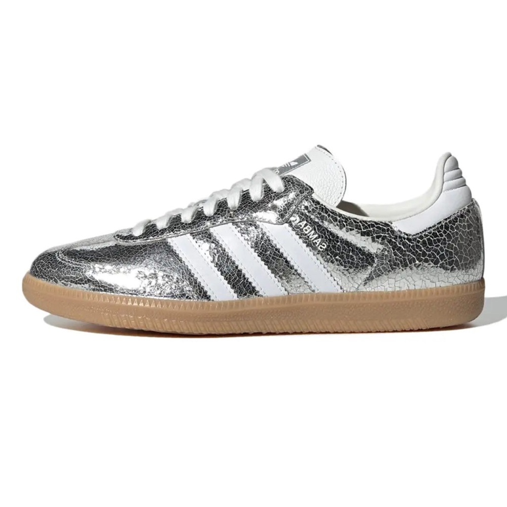 Adidas Men's Silver and White Samba Sneakers